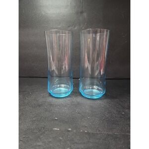 Cristar Blue Tint Tumblers, Vintage Lexington‎ Style Glasses, Teal Drinkware